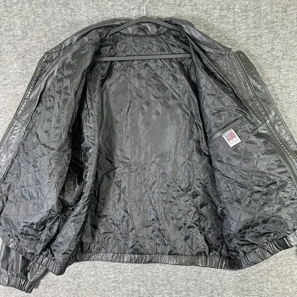 United States MARINE CORP EMBOSSED Black Leather JACKET Men's 3XL Made IN USA - Picture 8 of 14